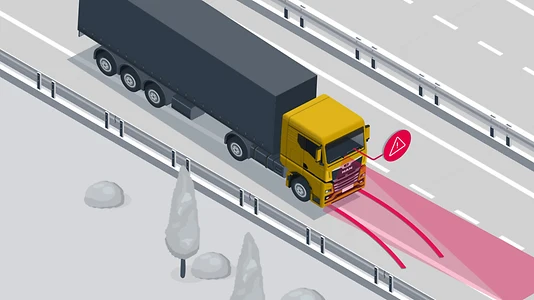 Система попередження про з’їзд зі смуги (LDW) MAN і система повернення на смугу руху (LRA) MAN